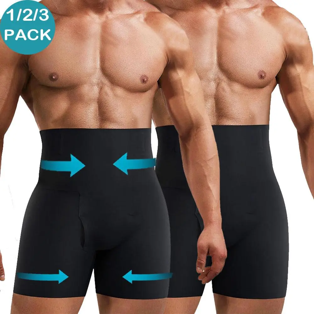 1/2/3 PACK Tummy Control Shapewear Compression Shorts - Waist Compression for Men, High Waist Mens Tummy