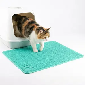 Leevod Pet Litter Mat 15.75"x23.6" in Turquoise Color – Trap Mess, Stay Fresh & Slip-Free!
