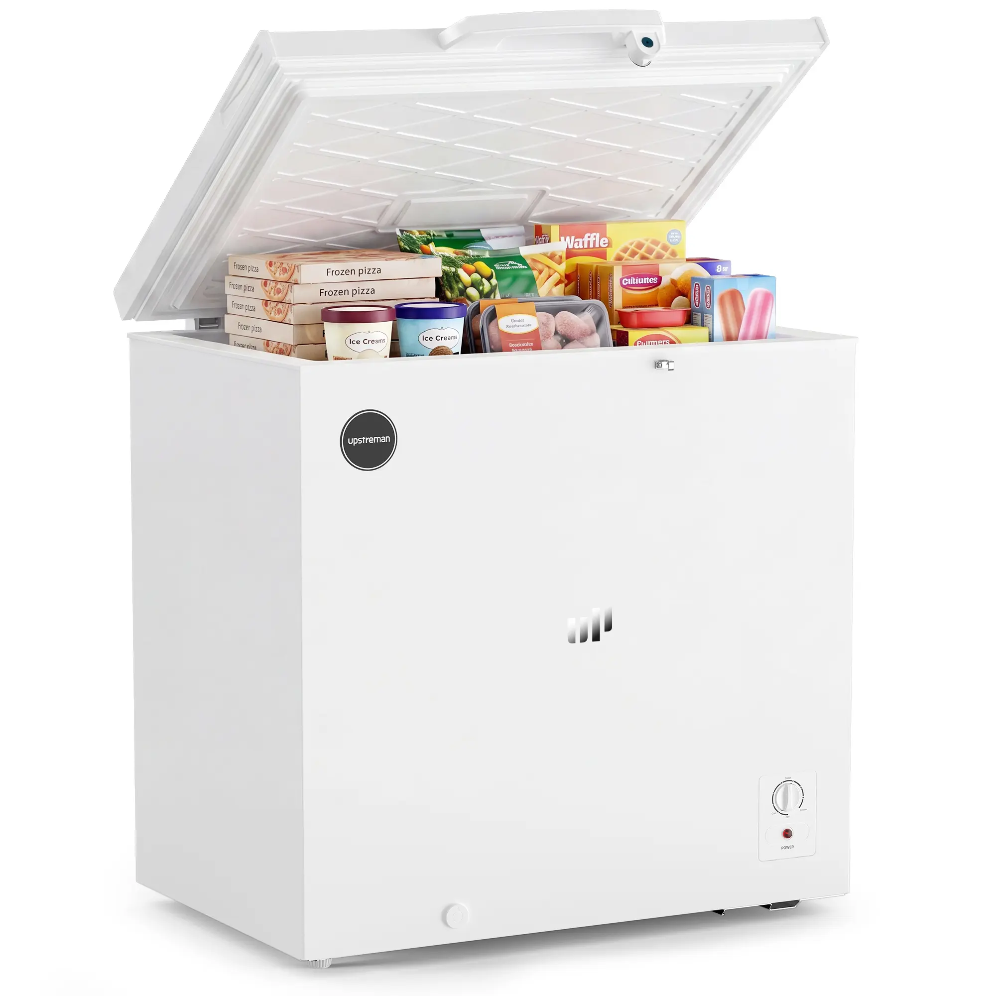 Upstreman 7.0 Cu.Ft Chest Freezer with Lock & Wheels, Compact Deep Freezer with 7 Adjustable Temperature (-18°F to 10°F), Quiet Top Door Freezer for Garage Ready, Basement,Home, Business, Silky Silver-CF70 new Commercial Refrigerator LED