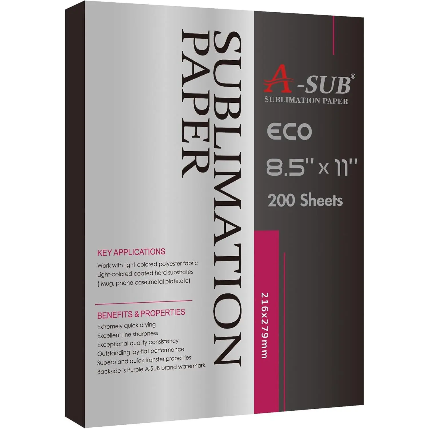 125g Sublimation Paper, 8.5x11 Inch 200 Sheets Heat Transfer Paper for Light-Colored Fabric & Blanks, Compatible with Inkjet Printer & Sublimation Ink