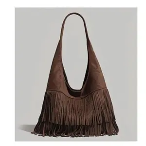 Vintage Boho Fringe Shoulder Bag - Western Suede Style