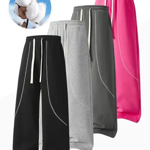 Men’s sports and leisure pants with a drawstring, knitted sports and leisure pants, simple and classic style, straight-leg pants, men’s pants, fashionable menswear, very suitable for casual and everyday wear.
