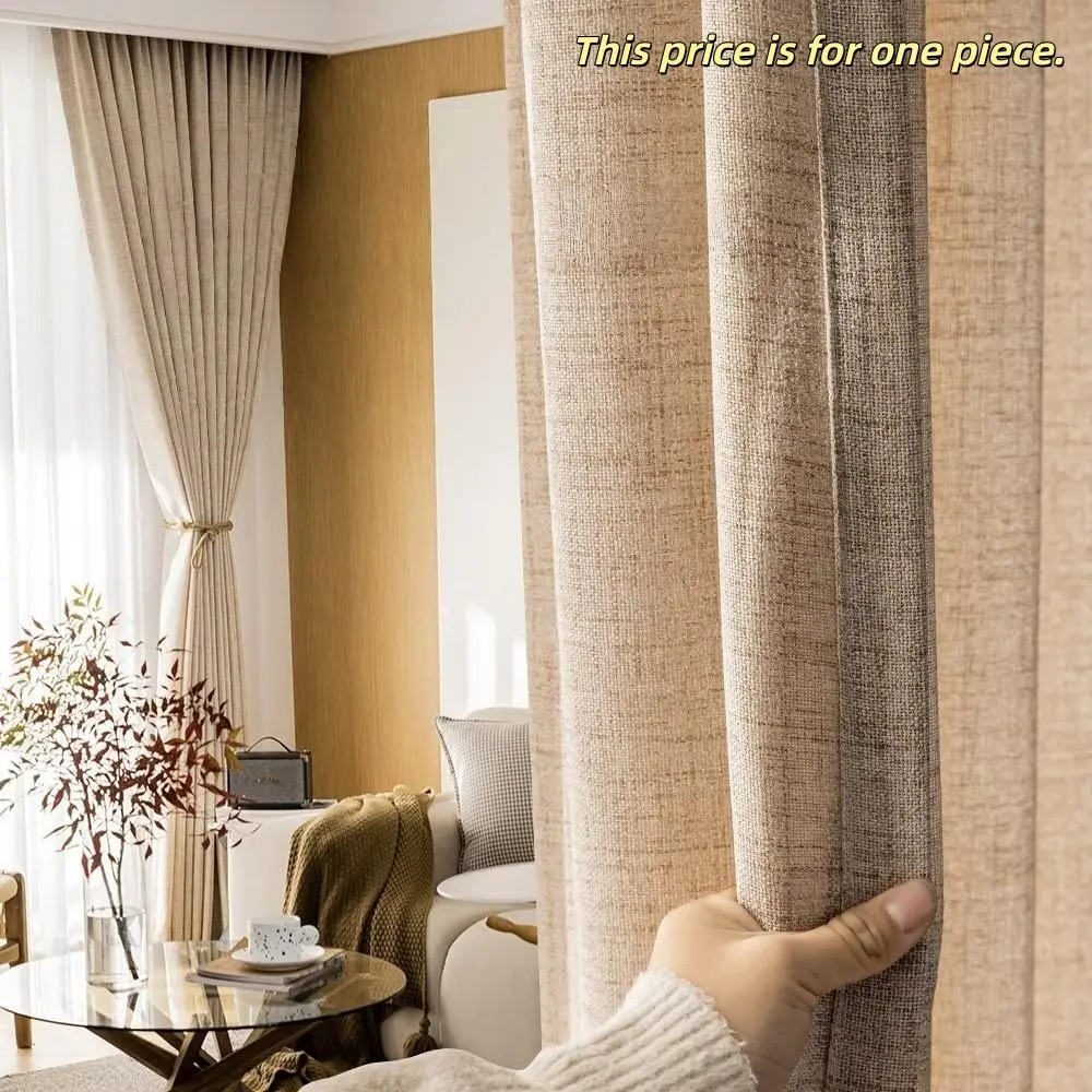 1PC Japanese Style Linen Color Room Decor Home Decoration Curtain, High-End Living Room Window Treatment, Durable & Breathable Design, Perfect for Modern Spaces, Home Decorative Curtain