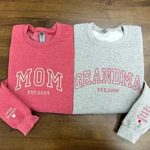 Custom Embroidered Grandma Sweatshirt, Custom Embroidered Sweatshirt with  Name on Sleeve, Mama Est Year Crewneck Sweatshirt, Personalized Mother’s Day Gift for Her