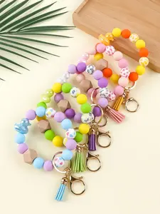 Women's Boho Style Keychain Bracelet Accessory, Multiple Colors Available, Animal Print Design, Perfect Gift for Friends & Family, Keychain Wristlet
