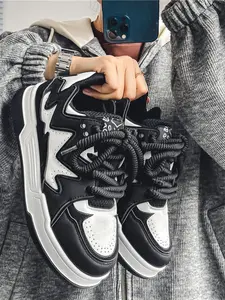 New Men's Summer Shoes, Stylish Fashion Sneaker PU Leather Patchwork Design Sneakers, Thick Soled Sneakers Anti-Slip Heightening Non-Skid Durable Casual Sports Shoes, Comfortable Low-Top Footwear