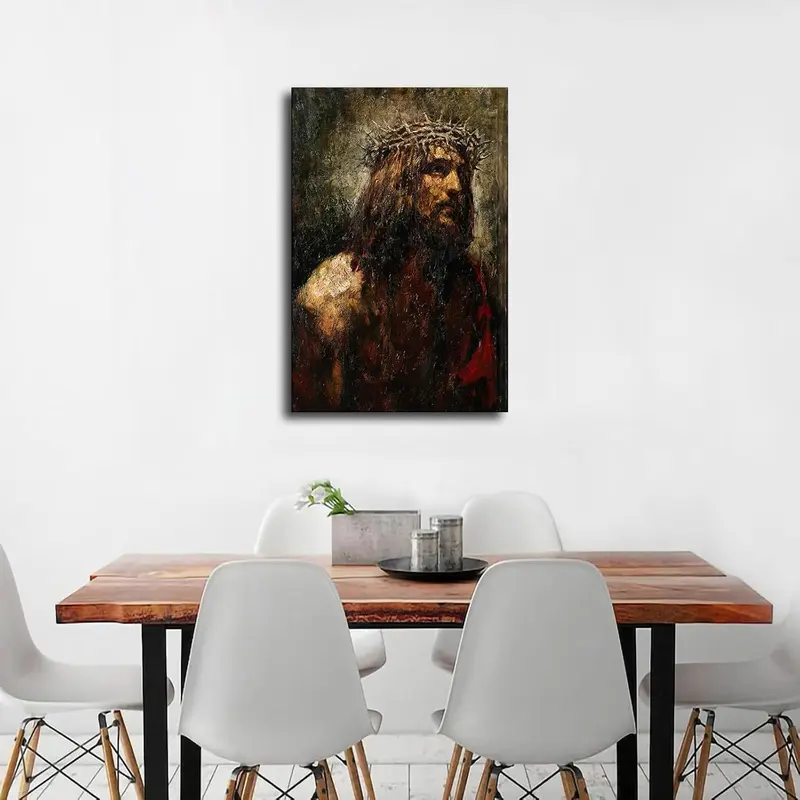 Spiritual Jesus Art for Home & Cafe – A Canvas Print Depicting "The Passion of The Christ" in Artistic Style, Designed to Inspire Reverence in Bedrooms, Living Rooms, Garages, or Commercial Spaces Like Cafes and Lounges.