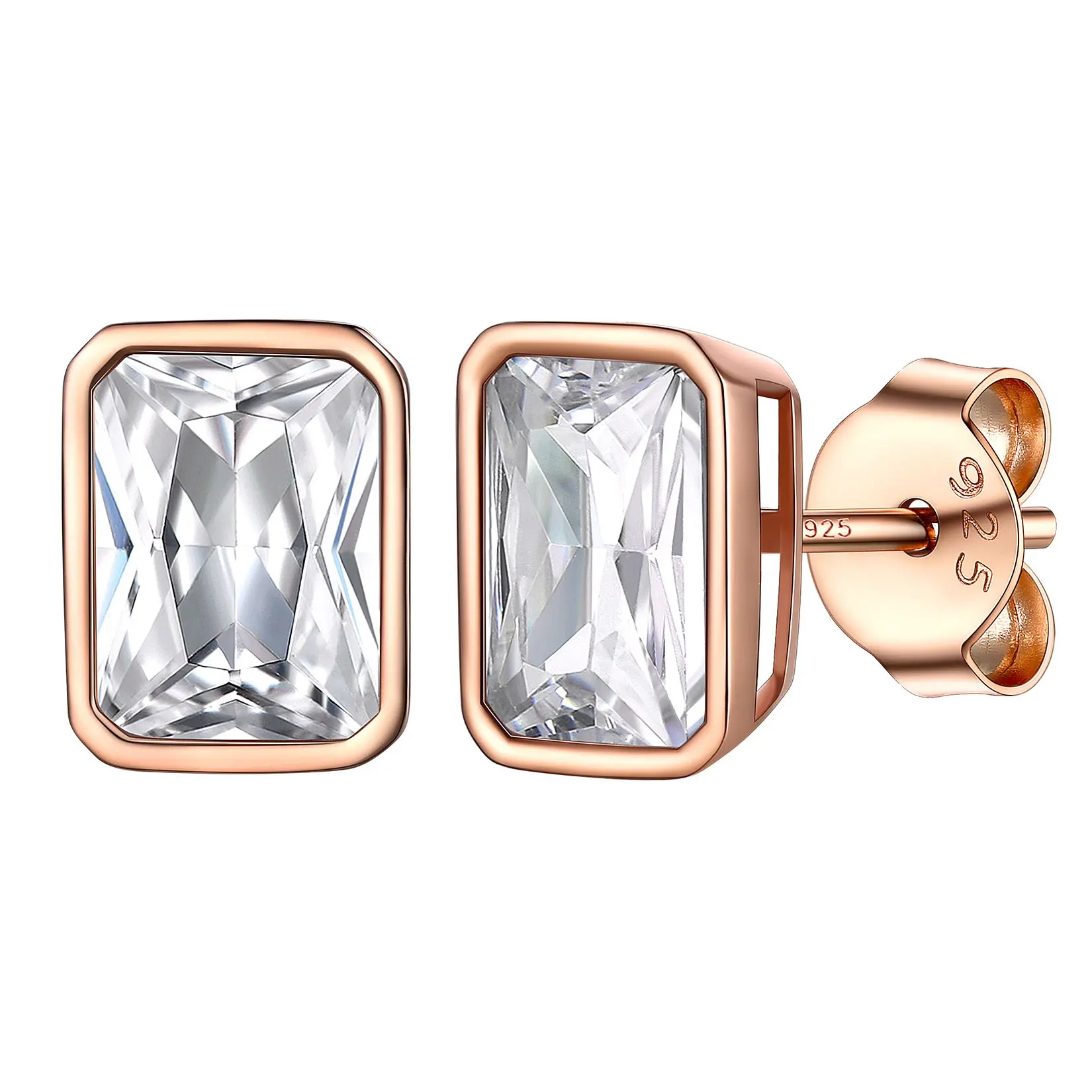 White Cubic Zirconia-Rose Blush-5mm