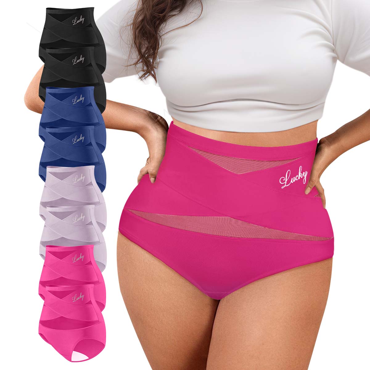 Morelect Women's High-Waist Panties,3/4/5/6/8 Pack Lucky Letter Logo,Cross-Mesh Panel Underwear,Ultra Soft Comfort Fit Briefs - Womenswear SpringStatements Morelect Women's High-Waist Panties,3/4/5/6/8 Pack Lucky Letter Logo,Cross-Mesh Panel Underwear,Ultra Soft Comfort Fit Briefs - Womenswear SpringStatements