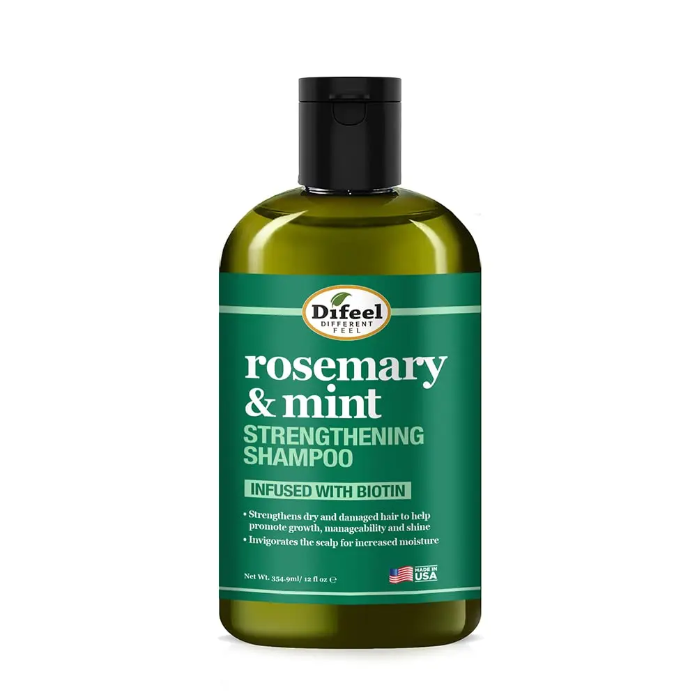 Difeel Rosemary Mint Strengthening Biotin Shampoo, 12 oz - Natural, Sulfate-Free, Aluminum-Free Haircare with Rosemary Oil for Hair Growth, Complement to Conditioner, Natural Shampoo, Sulfate Free Shampoo
