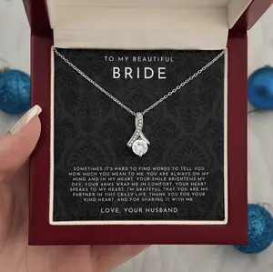 To My Beautiful Bride Necklace, Gift For Bridge From Groom, for Birthdays, Holidays, or Special Occasions, Heartfelt With Elegant Box and Message