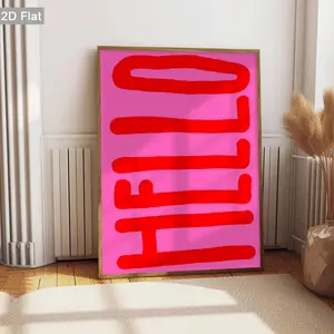 2D Flat, 1pc Unframed Bold Red Lines Wall Art, Pink Background Wall Decor Poster, Abstract Shapes Wall arts, Retro Art Prints Decorations, Classic Canvas Paintings, Modern Posters, For Living Room, Bedroom, Cafe, Home Decor, Holiday Gifts, No Frame