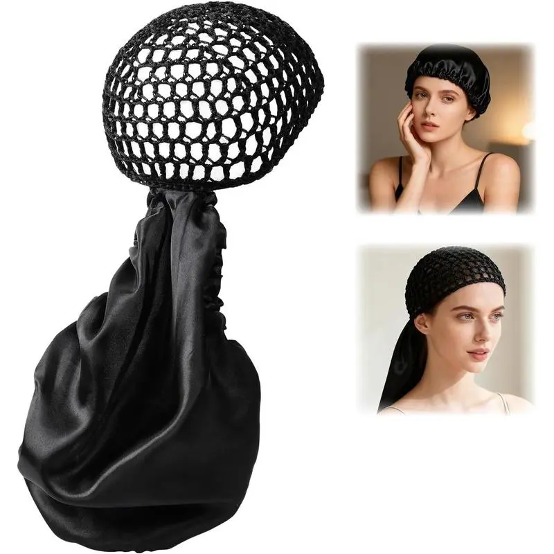 Humwam Reversible Satin & Net Detachable Hair Bonnet - Adjustable Wig Cap, Lightweight Wrap for Heatless Curls Overnight, Daily Haircare Accessory; Ideal Gift for Women, Gifts For Women, Hair Care, Hair Wraps