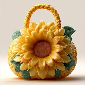 Sunflower Basket Candle Wax Mold, Creative Desktop Candle Decoration Silicone Mould, DIY Handmade Candle Making Tool, Soap Molds