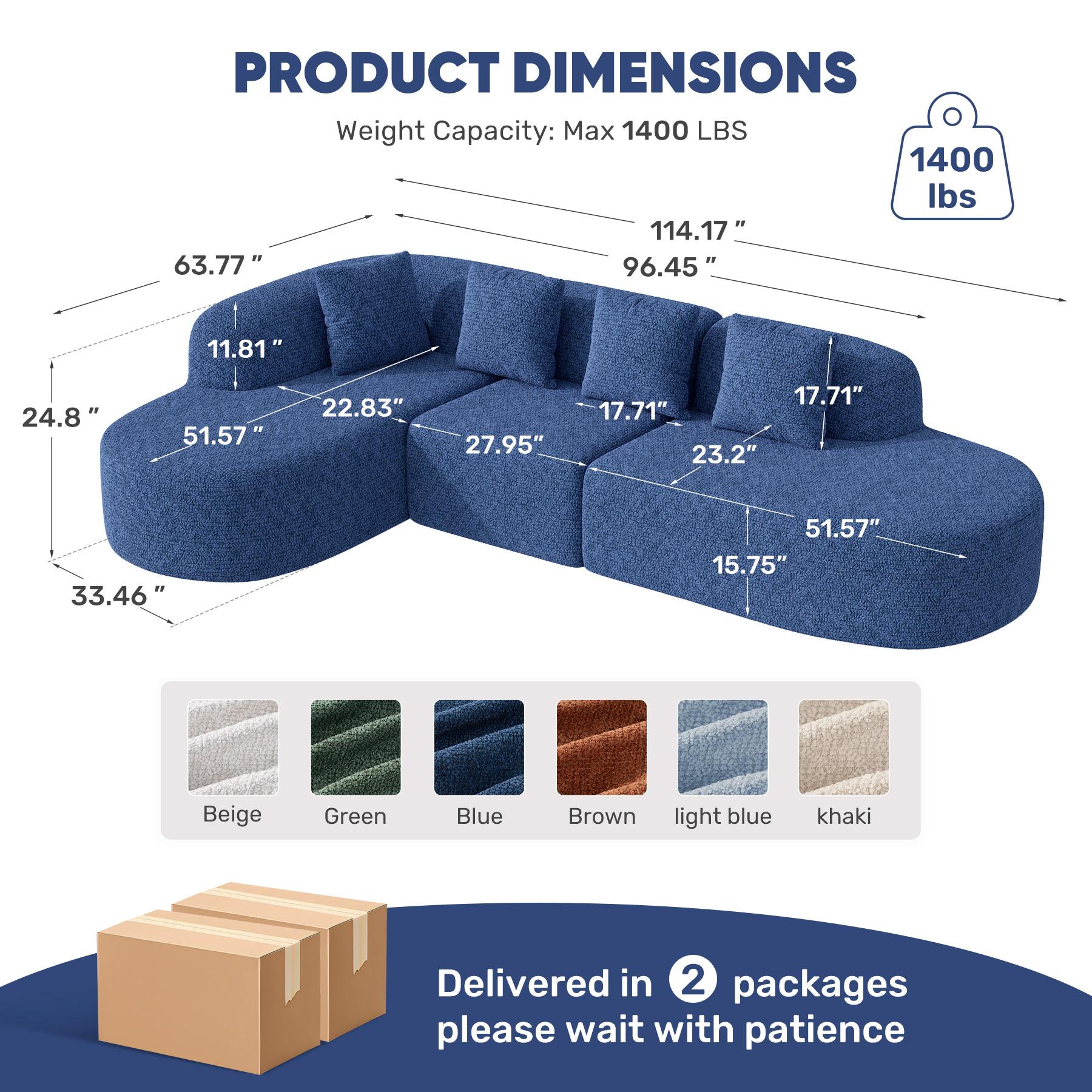114 Inch Boneless Couches for Living Room,Modern Modular Sectional Sofa with Chaise,L-Shape Cloud Sectional Couch,No Assembly Required,Beige 114 Inch Boneless Couches for Living Room,Modern Modular Sectional Sofa with Chaise,L-Shape Cloud Sectional Couch,No Assembly Required,Beige
