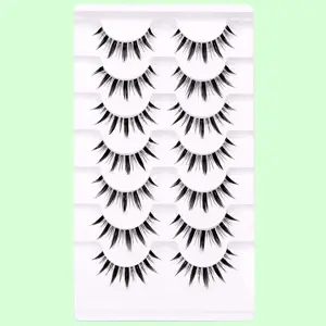 Summer Spring Manga Long Natural Look False Eyelashes Lash Extensions, 7 Pairs Natural Curling Eyelash Extensions, Falsies Eyelashes, Self-grafting Eyelash Strip, Lash Extension Kit, Christmas Gift, Cosmetic Makeup