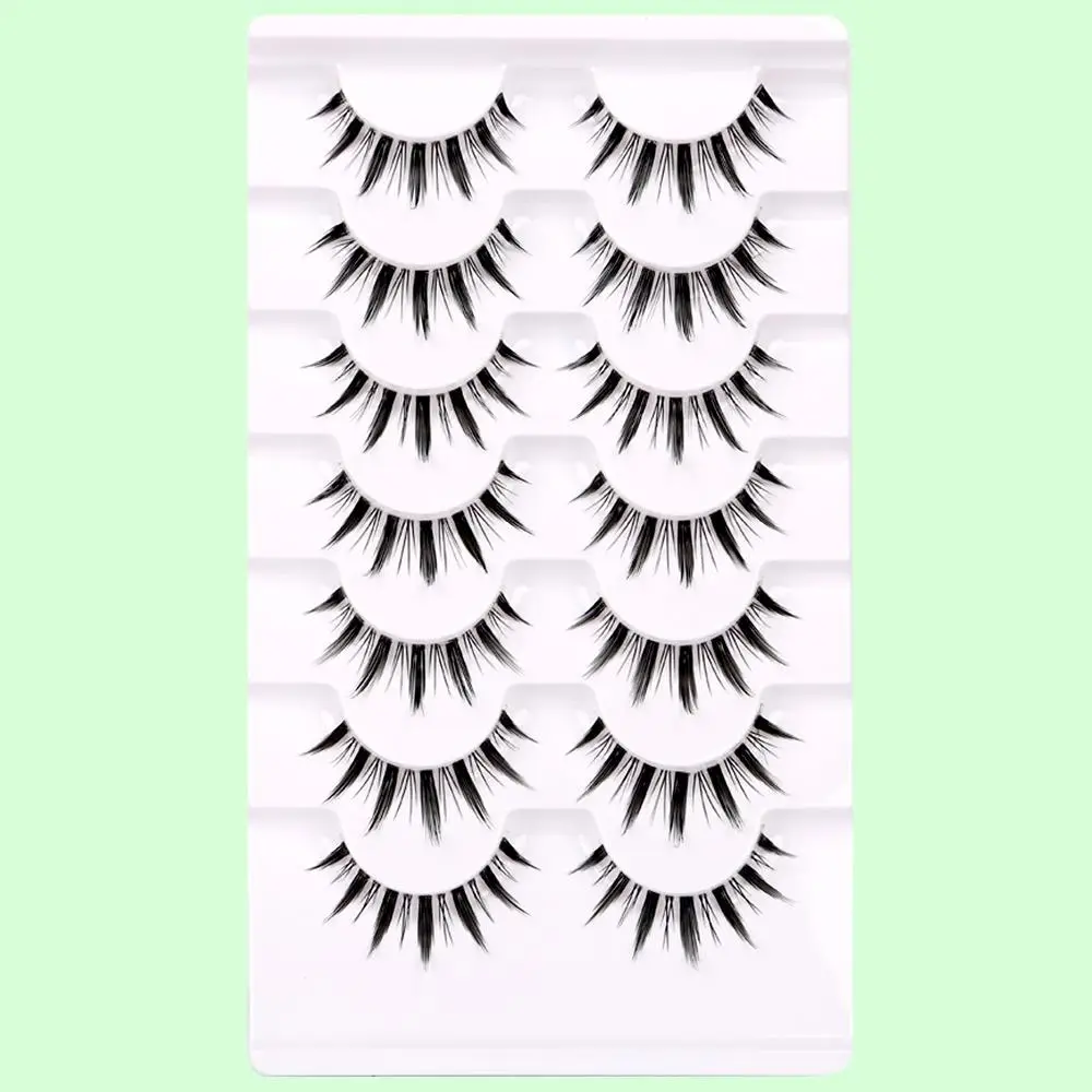Summer Spring Manga Long Natural Look False Eyelashes Lash Extensions, 7 Pairs Natural Curling Eyelash Extensions, Falsies Eyelashes, Self-grafting Ey