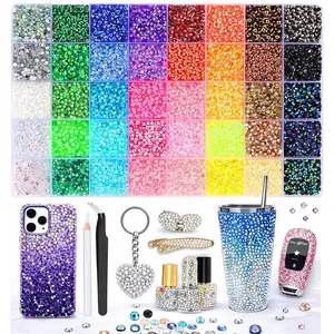 40 Color 40000Pcs Jelly Rhinestones Multicolor Resin Flatback Gems with Kit Tools for Diamond Art Bedazzling Jewelry Crafting Book Shoes Nail Art