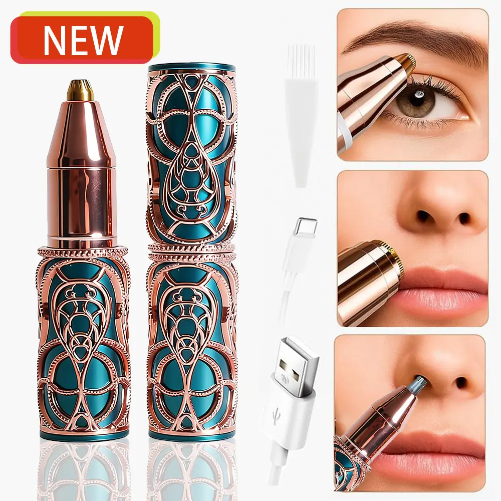 3 in 1 facial and eyebrow trimmer, Rechargeable electric eyebrow trimmer, lip and facial body hair removal tool, nose hair trimmer, facial hair care tool, electric shaver, female, eyebrow, hair removal tool epilator removal device