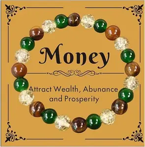 Women's Natural Tiger Eye Gemstone Beaded Stretch Money Bracelet - Feng Shui Spiritual Jewelry for Wealth Luck, Ideal Birthday Gift for Women
