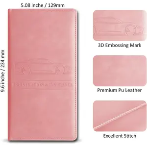 Registration and Insurance Leather Car Glove Box Organizer Car Document Holder for Car Organizer Car Accessories (Pink)