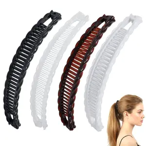 4 count Banana Hair Clips, Non-Slip Hair-Claws with Double Combs,  Banana Clips for Women Thick Curly Hair, Ponytail Holder Styling Accessories