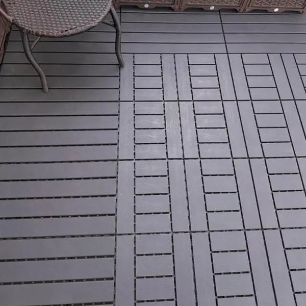 12"x12" Interlocking HDPE Plastic Patio Tiles, 44 PCS (44 sq ft) Drainage Outdoor Flooring - Waterproof All-Weather Deck Tiles with Frameless Foam Marble WPC Tempered Glass Shower Door for Porch, Backyard