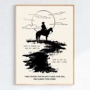 Western Bible Verse Wall Art – Jeremiah 29:11 Christian Poster for Southwestern Home Decor