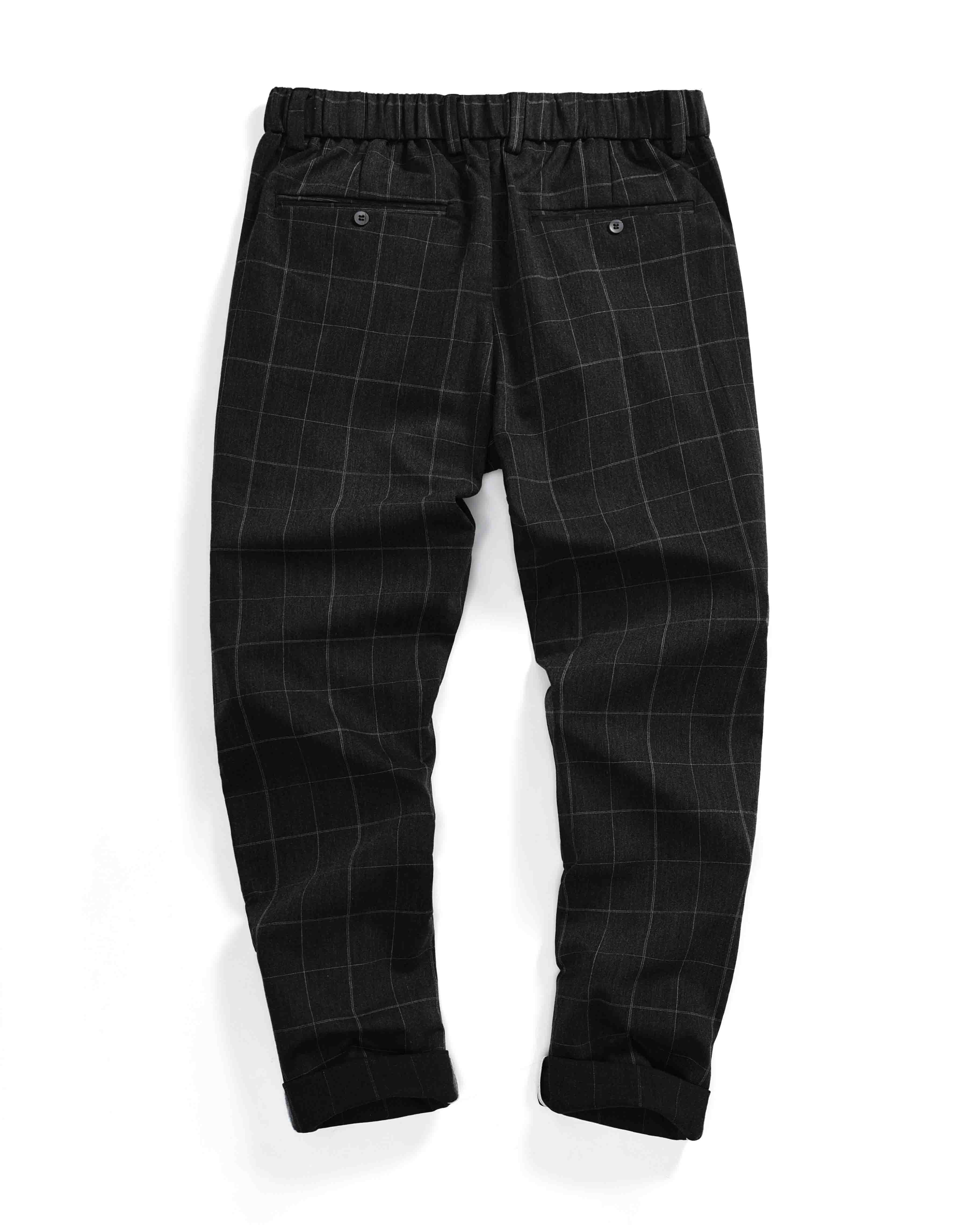Clean Gent plaid button casual long pants, available in packs of 1/2/3 pieces; regular fit for comfortable everyday wear; men’s bottoms—casual fashion pants, casual athletic pants, casual street-style pants.