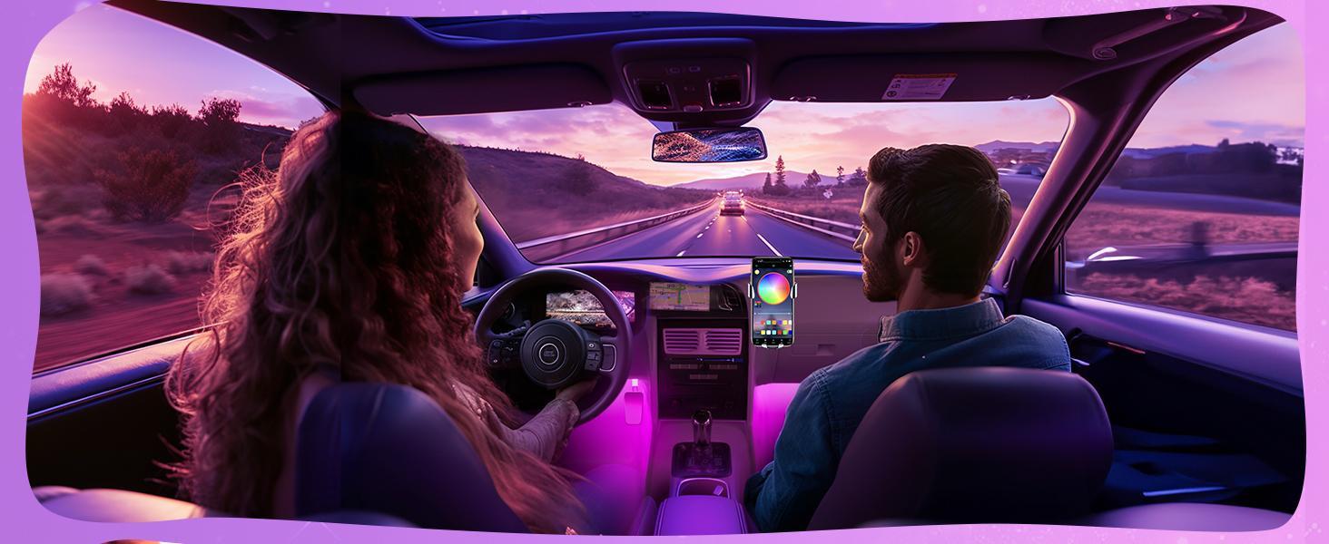 DIBMS RGB Car Strobe Safety Lights with Remote, Holiday Gifts for Husbands, Interior Led Lights for Car Accessories for Women Men, Birthday Gifts for Men Him, APP Control with USB Port Music Sync Color Change Lights for Jeep Truck Decor, 12V