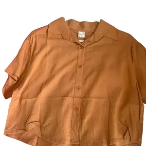 Linen Button Up Cropped Shirt - Summer Top for Women - Fits S/M/L - Sleeve - Women's Womenswear - Blouses