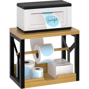 Label Holder for Rolls and Fan-Fold Labels,Wooden Thermal Label Roll Holder for Shipping Label Stand Desktop Printer Holder for Home Office Accessory Sticker Dispenser