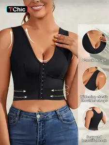 1 Count Women's Sexy Waist Trainer Girdle, Deep V-Neck Front Closure Shapewear, Tummy Control Body Shaper for Women, Versatile Compression Top, Suitable For Various Occasions