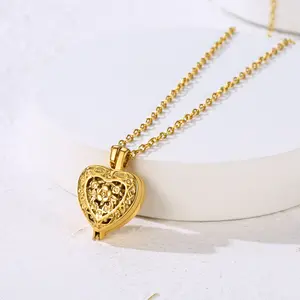 FindChic Heart Shape Ashes Pendant Necklace Heart Urn Pendant Necklace For Ash Memorial Jewelery