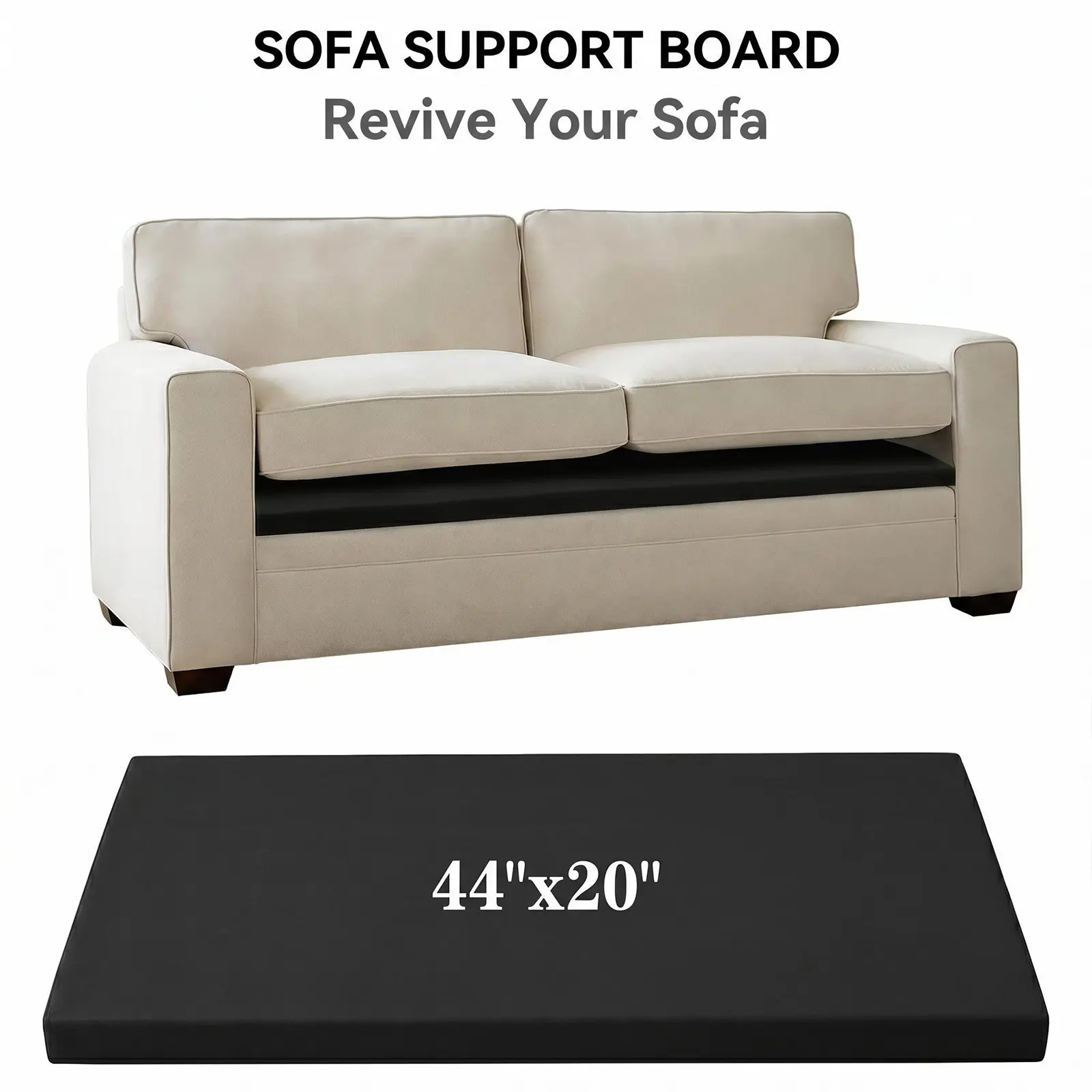 Revive Your Saggy Sofa! 44'x20' Heavy Duty Sofa Cushion Support Board, Firm Under-Couch Insert to Repair & Reinforce Seat Cushions, No More Sagging