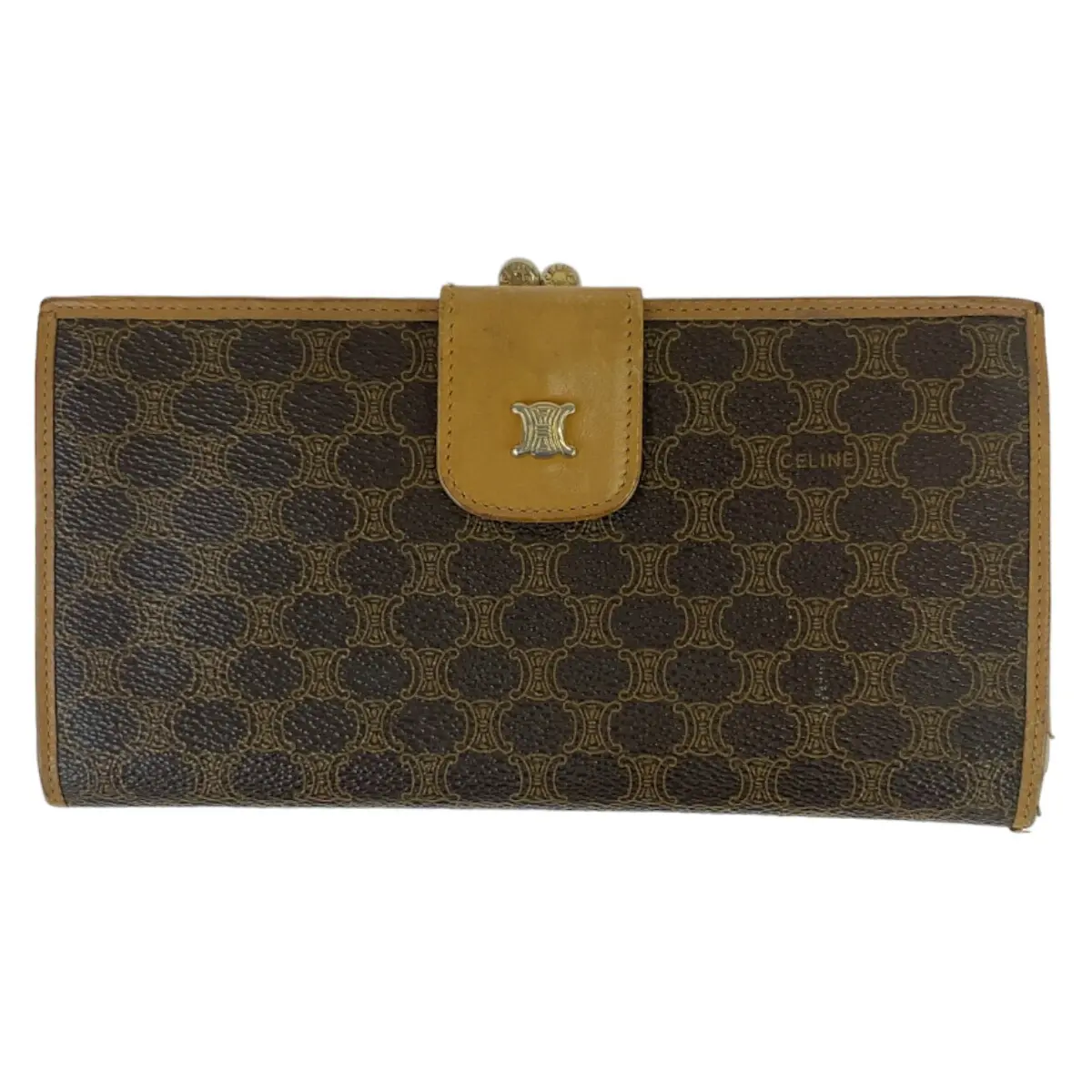 Pre-owned Celine Rubber Small Leather Goods Macadam Triomphe PVC Long Wallet