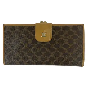 Pre-owned Celine Rubber Small Leather Goods Macadam Triomphe PVC Long Wallet