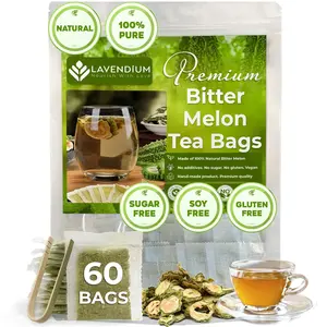 60 Bitter Melon Tea Bags, 100% Natural & Pure Bitter Melon. Bitter Melon Herbal Tea. Bitter-Melon Fruit Tea. No Sugar, No Caffeine, No Gluten, Vegan. Beverage