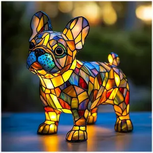 Stained Glass Cat Lamp-Dachshund Lamp-Bigfoot Lamp New Resin Statue LED Light Ornament for Home Decor meep  mop