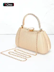 Minimalist Women's Evening Clutch , Marble-Patterned Lock Clasp with Rhinestones Crossbody Embellished Shoulder Bag with Long Chain Strap Ideal for Evening Events, Weddings, Parties, and Holiday Gifts, crossbody clutch purse