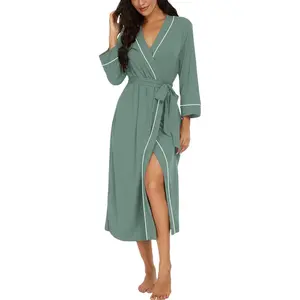 Womens Robe Long Knit Bathrobe Lightweight Soft Robes Ladies Bath RobeGift