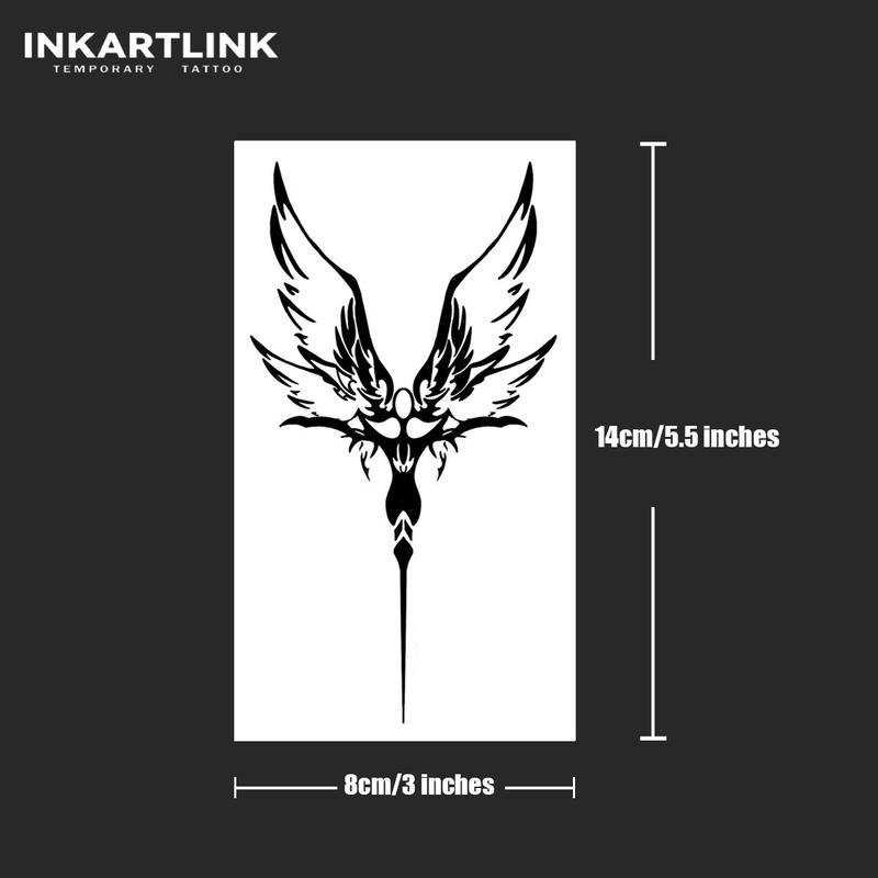 INKARTLINK Tattoo Tech, 2 Sheets Large Semi Permanent Tattoo, Adult Art Design Temporary Tattoos, Lasts 1-2 Weeks, Waterproof, Realistic Look, No Adhesive, No Reflection (Angel 3)