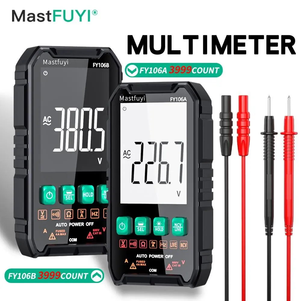 Fy106b Digital Multimeter Tester, Full Automatic High Precision, Overvoltage Protection 600v, Capacitor and Diode Testing, Reliable Measurement Tool
