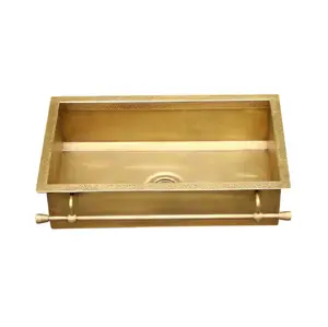Akicon Handmade Custom Copper Kitchen Sink with Pot Rail