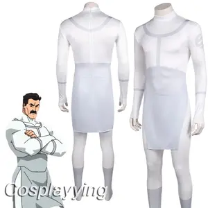 2025 Cartoon Invincible Costume Omni Man Mark Grayson Cosplay Fantasy Clothing White Jumpsuit Disguise Adult Men Fantasia Outfit