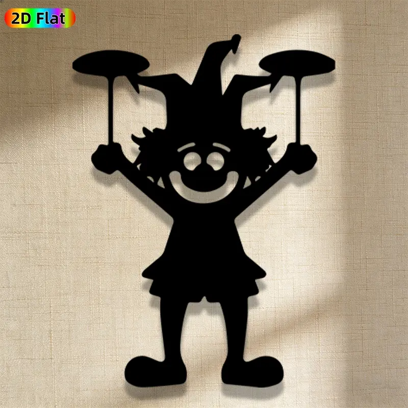 1pc Cute Clown Metal Wall Art, Cute Clown Statue Mural, Iron Craft, Perfect for Living Room, Lounge, Indoor/Outdoor Decor, Silhouette wall decor, Artistic Metalwork, Halloween Decor, Ideal Gift for Kids & Fun Enthusiasts