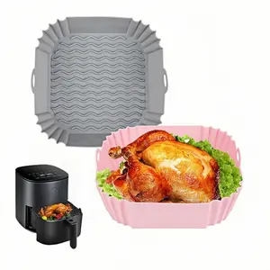 2PCS Reusable Silicone Air Fryer Liners, Square Basket Lining, Oven Microwave Kitchen Accessories, Durable Reusable Food Grade Material
