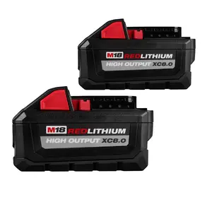 Milwaukee Tool 48-11-1880 Battery Pack 18-Volt 8-Amp-Hour Lithium-Ion M18 Red Lithium High Output XC8.0 (2 Pack)
