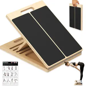 Homhut Adjustable Incline Wooden Slant Board Calf Stretcher for Physical Therapy, Squats, Pilates, Ankle Heel Feet Leg Exercise Home Gym Equipment