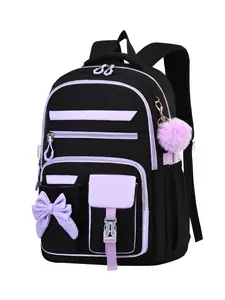Casual Backpack for Teens with Bow, Fits 15 Inch Laptop, Adjustable Shoulder Straps, Smooth Zippers, Ideal for Outdoor Adventures and Travel